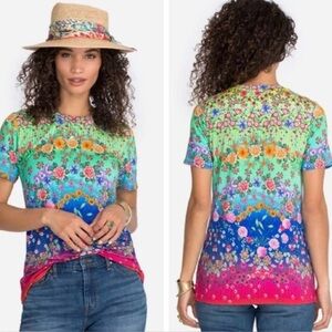 JOHNNY WAS Rainbow Field T-shirt Size Small S Tee Top Floral